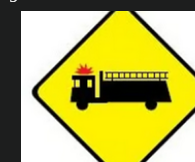 Warning sign: Firetruck entrance ahead sign