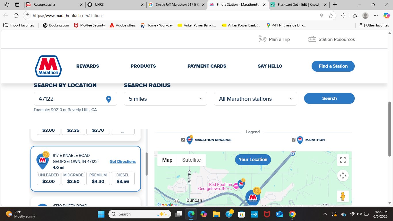 <p><span>With chains that have a clear brand, keep it simple - "Marathon" (instructions say 'For chains, we really want the main chain name'). There is only one "Jeff Smith Marathon" location, but there are hundreds of "Marathon" gas stations (</span><a target="_blank" rel="noopener noreferrer nofollow" class="link" href="https://www.marathonbrand.com/Stations/Station_Locator/" data-prevent-progress="true"><span>https://www.marathonbrand.com/Stations/Station_Locator/</span></a><span>).</span></p>