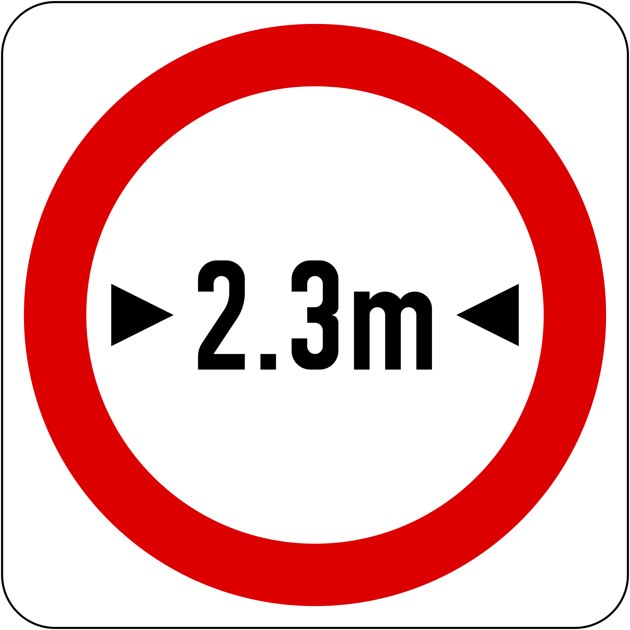 <p><strong>Prohibits entry for vehicles with a width exceeding 2.3m.</strong></p>