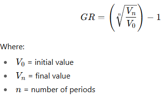 <p> growth rate using geometric mean</p>