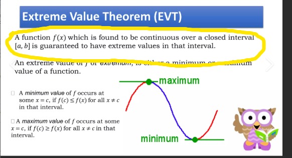 <p>What does the Extreme Value Theorem state?</p>