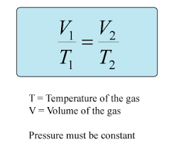 If temperature of a gas increases, its volume increases IF pressure reamins the same

V1 / T1 = V2 / T2