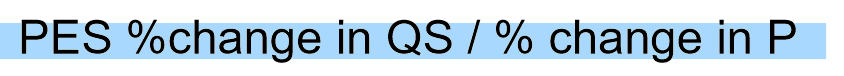 <p>Percentage change in quantity supplied divided by percentage change in price </p>