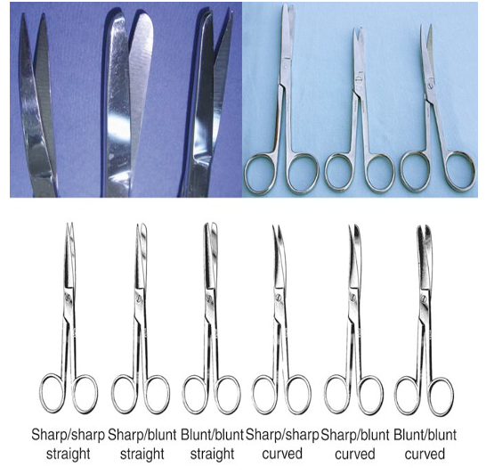 <p>Identify this instrument.</p><p>It is used to cut suture material or other inanimate materials. The tips can be blunt-blunt, sharp-blunt or sharp-sharp.</p>