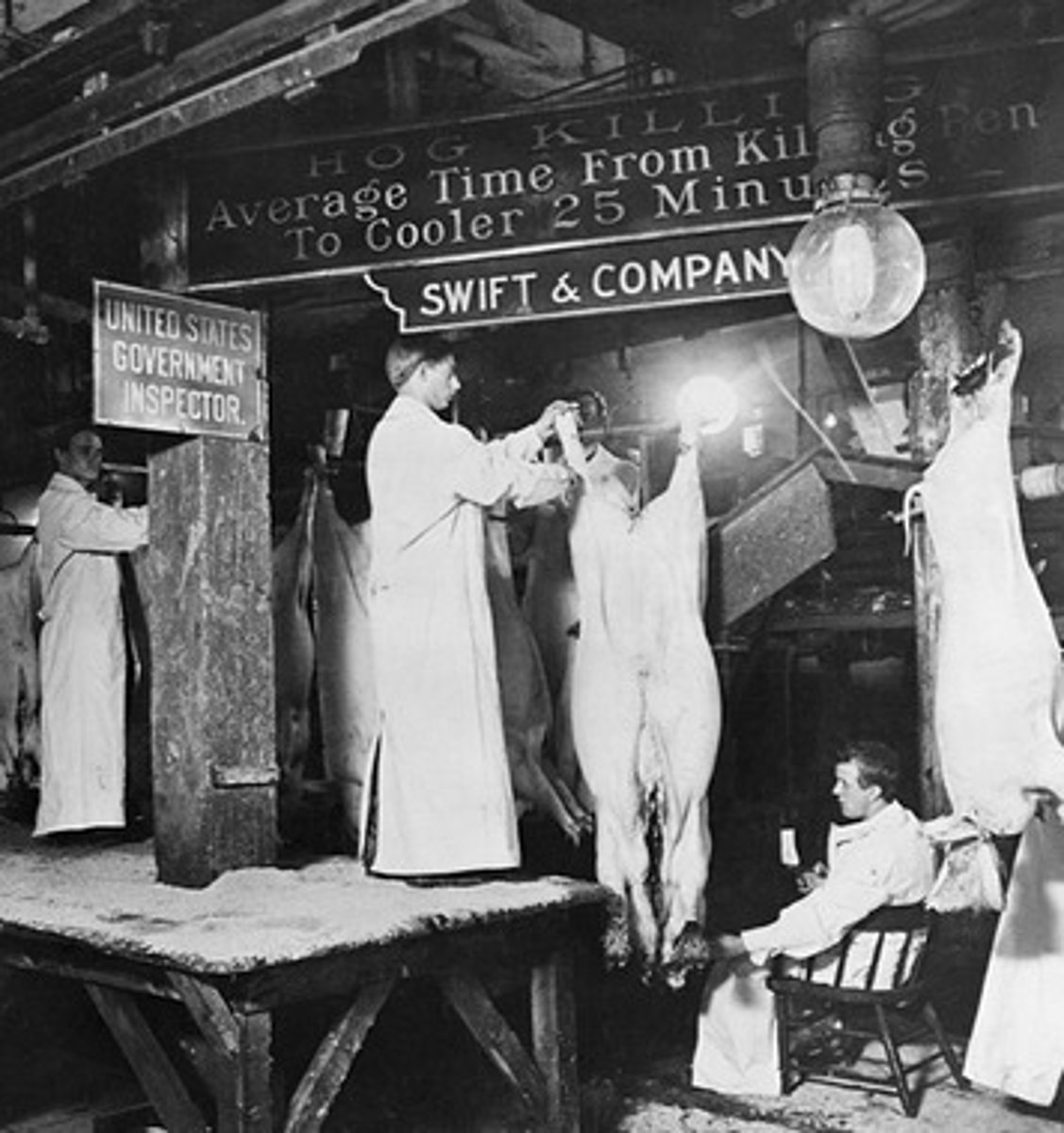 <p>1906 - Laid down binding rules for sanitary meat packing and government inspection of meat products crossing state lines.</p>