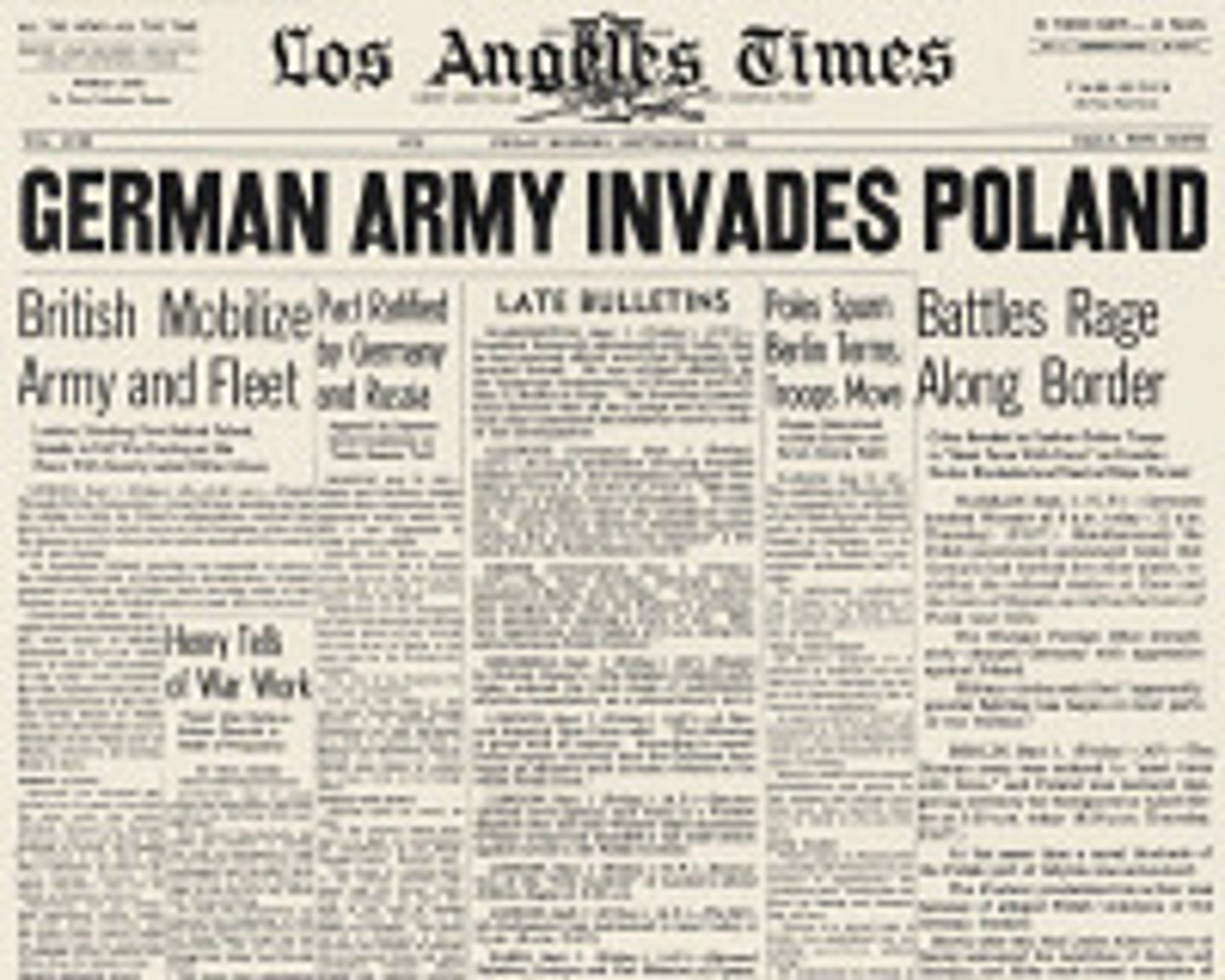 <p>military act by Germany that started WWII in Europe</p><p>acto militar de Alemania que inició la Segunda Guerra Mundial en Europa</p>