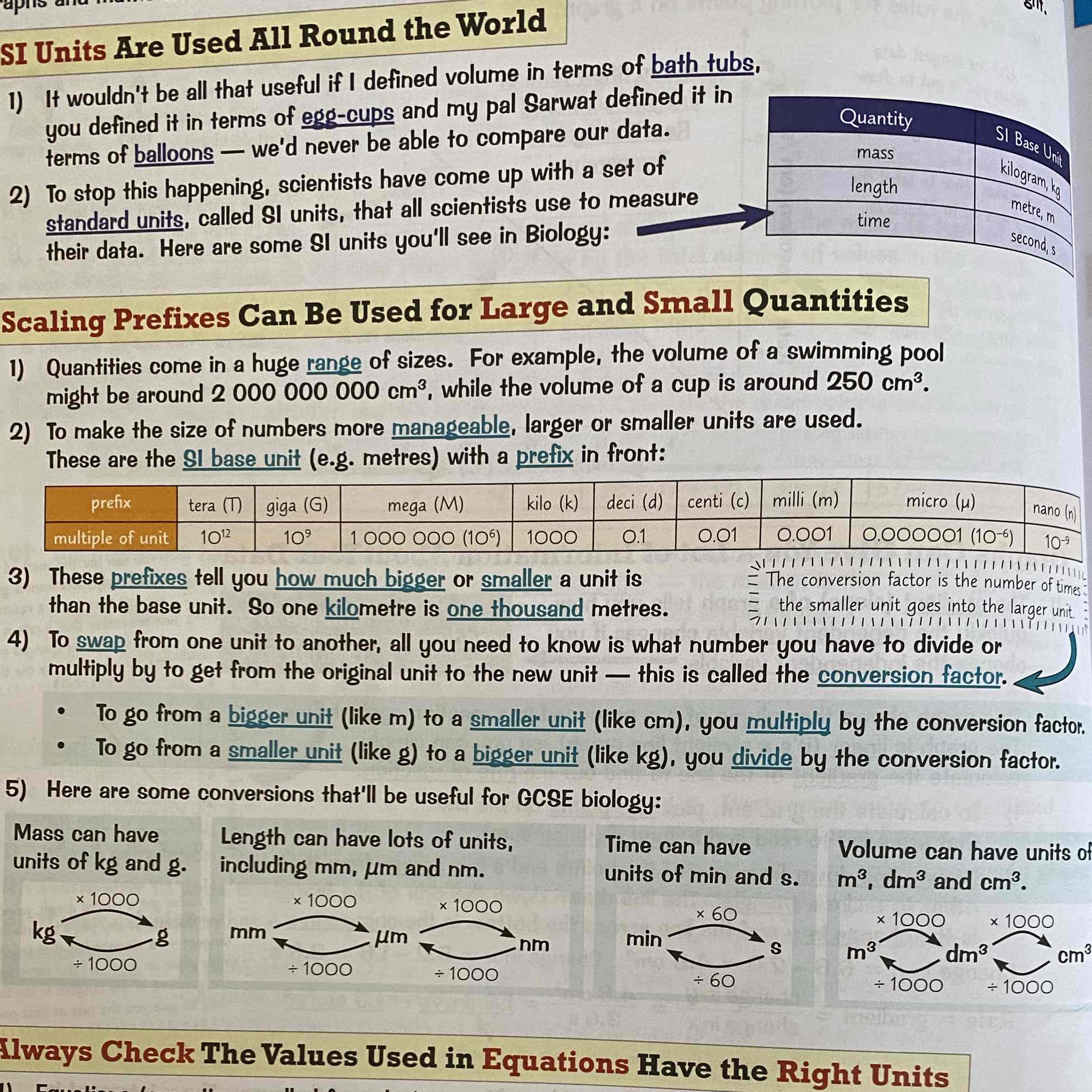 <p>Magnification = Image Size / Real Size</p><p>Remember to know conversion of units, for reference see image:</p><p></p>