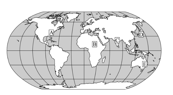 <p><span style="font-family: Roboto, LearnosityMath, Helvetica Neue, Helvetica, Arial, sans-serif">On the map above, which one of the following boxes is in an area where the population density is high and the level of economic development is low?</span></p>