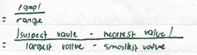 <p>Also known as <strong>Q-test</strong>. Assess a suspect of measurement by <strong>comparison of data</strong>. If level of confidence is not given, assume 95%. <u>Outliers are not included in the mean calculation</u>. </p>