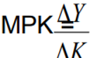 <ul><li><p><span style="font-family: &quot;Open Sans&quot;, sans-serif">△Y = the change in output</span></p></li><li><p><span style="font-family: &quot;Open Sans&quot;, sans-serif">△K = the change in the amount of capital</span></p></li><li><p><span style="font-family: &quot;Open Sans&quot;, sans-serif">Holding the labour input constant, it is defined as:&nbsp;</span></p></li><li><p><span style="font-family: &quot;Open Sans&quot;, sans-serif"> assumed to be decreasing</span></p></li></ul><p></p>