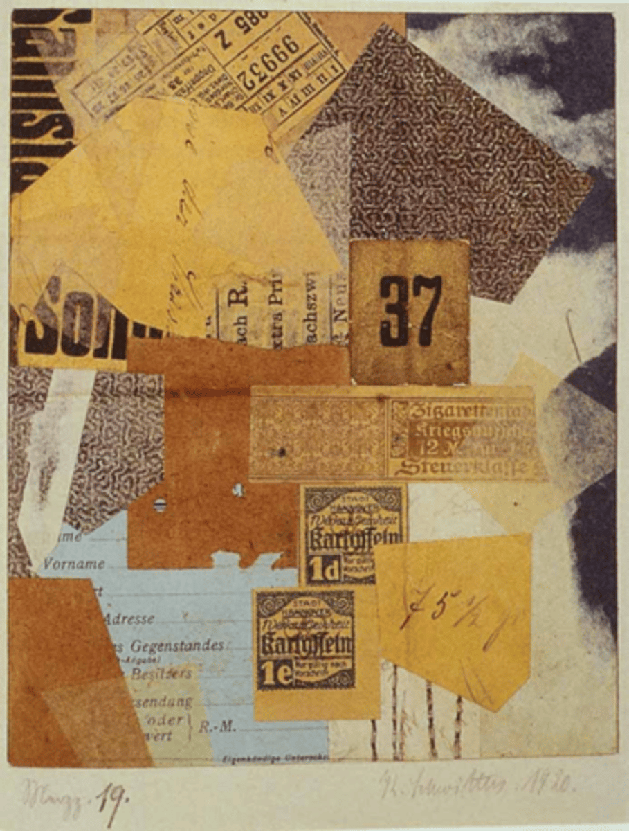 <p>Kurt Schwitters, 1920, paper collage</p>