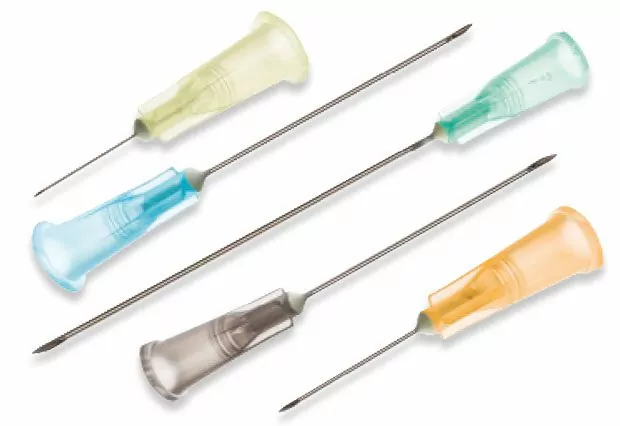 <p>needle and syringe used for injection under the skin</p>
