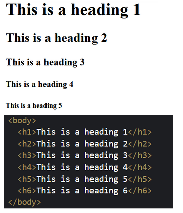 <p>Using the <h1> to <h6> elements. <h1> </h1> should be used for page headers while <h2> through <h6> should be used for section headers.</p>