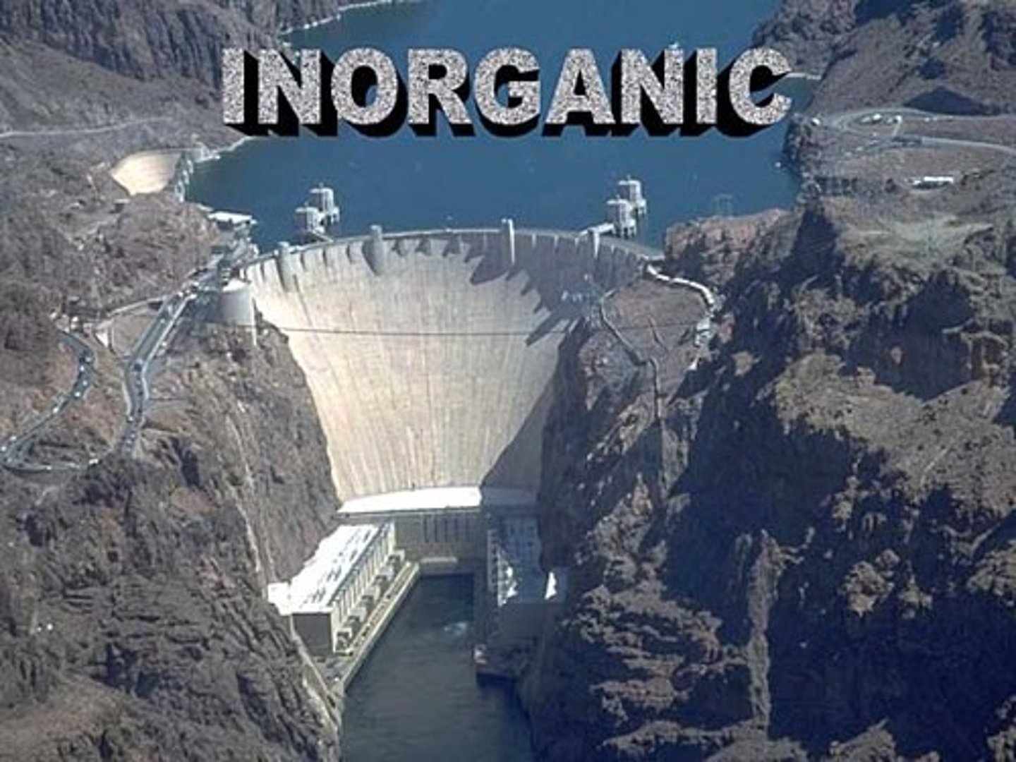 <p>Not formed from living things or the remains of living things</p>