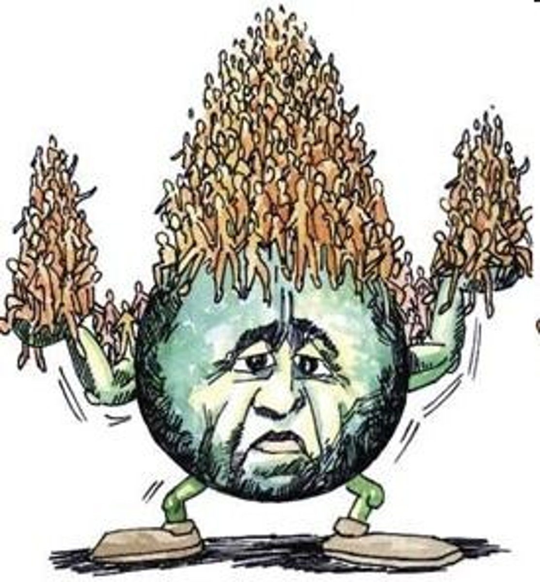 <p>Occurs when there are too many people in comparison to the resources and technology available.</p>