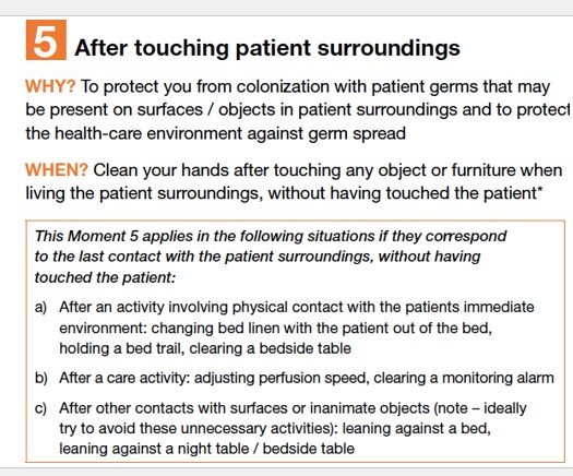 to protect you from colonization with patient germs that may be present on surfaces/objects in patient surroundings and to protect the health-care environment against germ spread