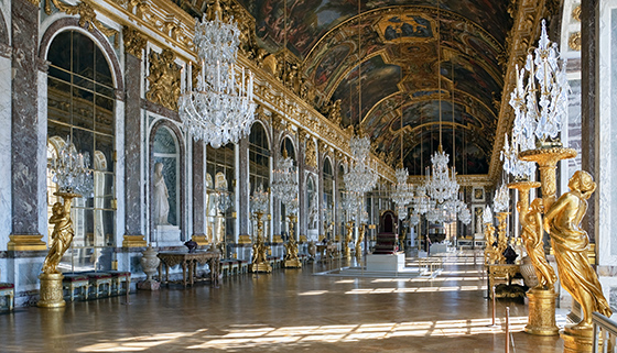 The Palace at Versailles, Versailles France, Masonry stone wood iron and gold leaf
