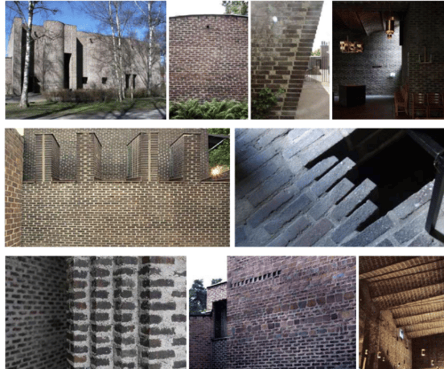 <p>METSELWERK</p><p>- metselwerk bestaande uit versch voegbreedtes (soms bijan even groot als de bakstenen zelf)</p><p>- op sommige plekken lijken voegen belangrijker dan bakstenen</p><p>- kleur gevel: 80% steen en 20% voeg (voegkleur heeft dus grote impact)</p><p>- plaatsing metselwerk is hier mee ontworpen</p>
