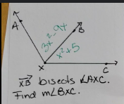 <p>Find the value of x and the value of m⌞BXC</p>