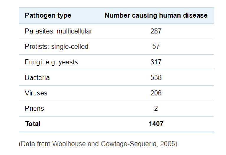 <ul><li><p>Over 10,000 bacterial species, ~300,000 viruses exist</p></li></ul><ul><li><p>Only ~1,400 pathogens cause disease in humans</p></li></ul><ul><li><p><strong>Adaptive immune system</strong> can likely recognize any human pathogen</p></li><li><p>Most microbes (~99.9%) are harmless</p></li></ul><p></p>