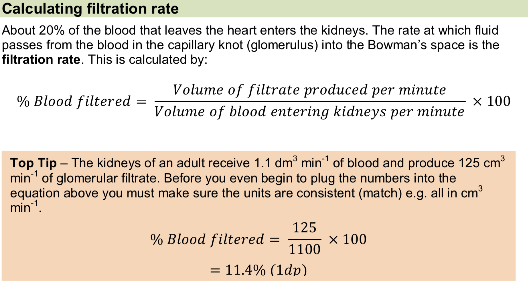<p>A large loss of blood from the body results in less filtrate formed (lower filtration rate) due to a decrease in blood pressure.</p>