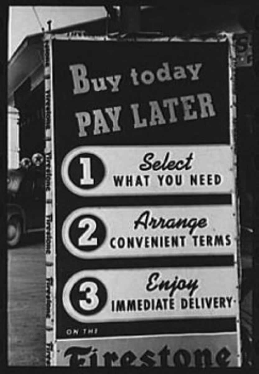 <p>People in the 1920s started paying for things with credit and racked up huge debt. They were mostly paid off in installments with interest charges. As debt grew, spending slowed down.</p>