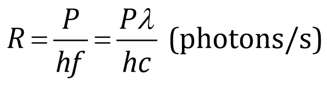<p>P = Power of light</p><p>c = speed of light = 3.0 × 10^8 </p>