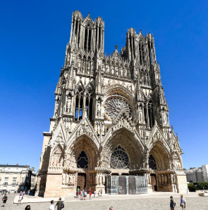 <p>Identify this cathedral:</p><p>a. Westminster Abbey, England<br>b. Cologne Cathedral, Germany<br>c. Reims Cathedral, France<br>d. Chartres Cathedral, France</p>