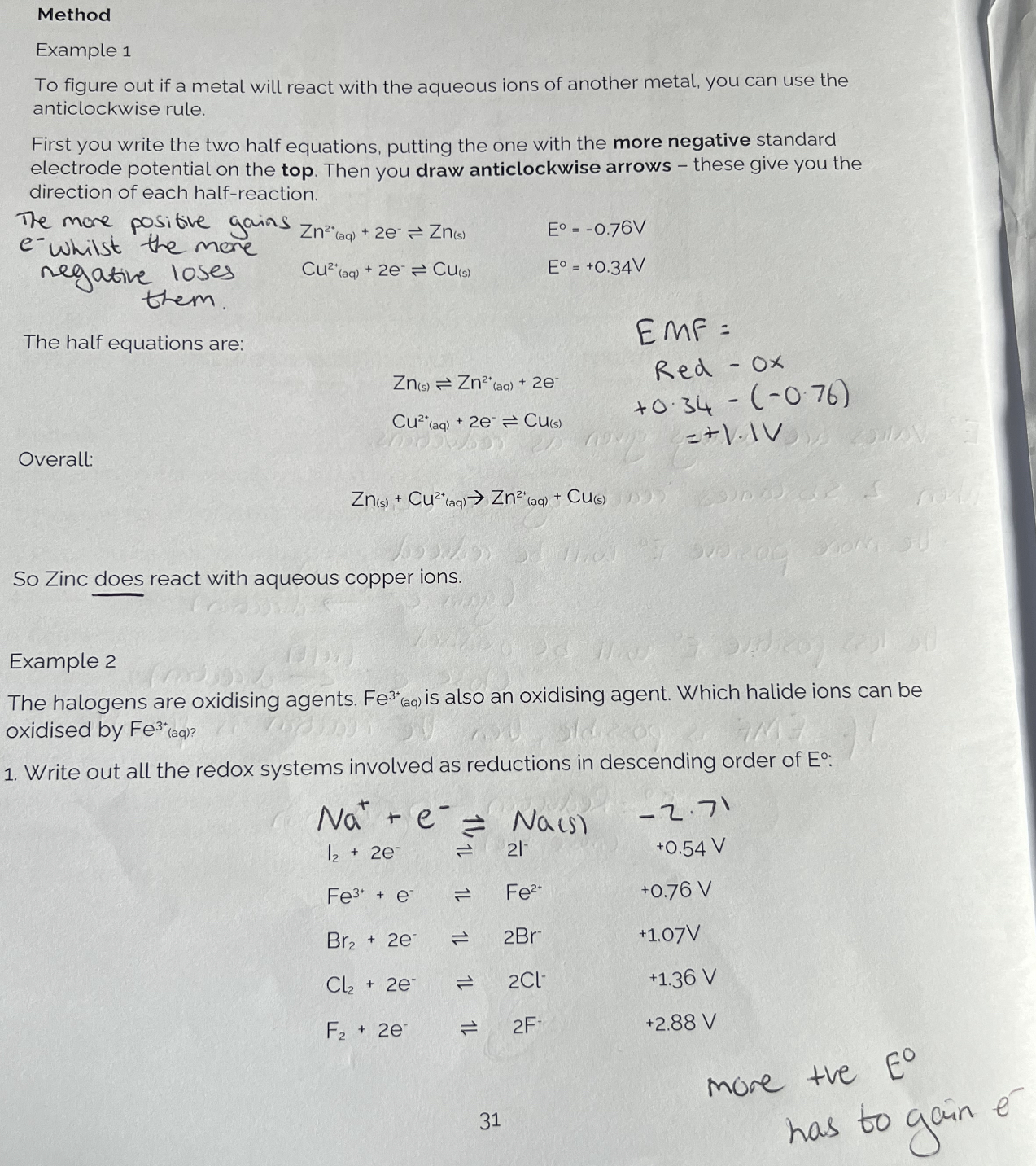 <p><span>By studying standard electrode potentials, predictions can be made about the likely feasibility of a reaction. In general, a process is feasible if the overall cell potential is positive. i.e. the equilibrium will lie to the RIGHT</span></p>