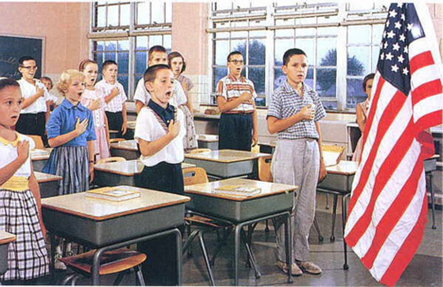 <p>Schools cannot require students to salute the flag or say pledge of allegiance</p>