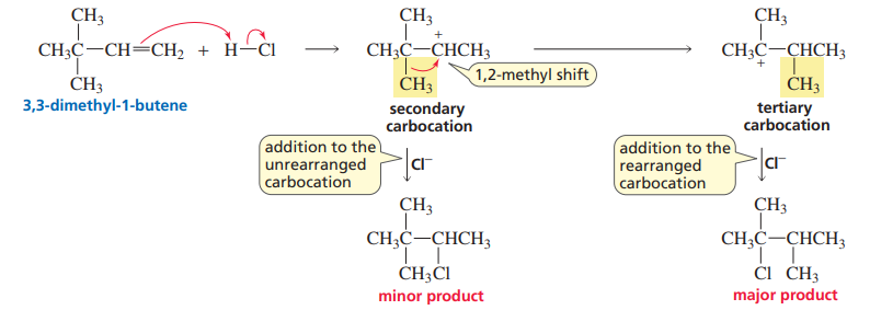 <p>Whenever a carbocation is formed, check to see if rearrangement occurs</p>