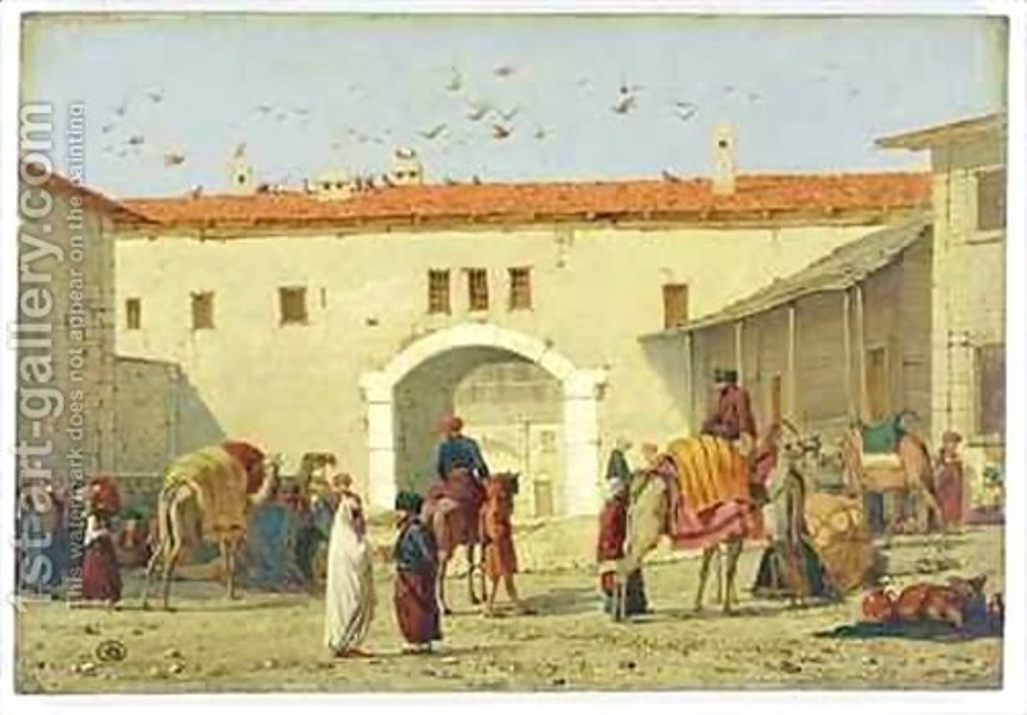 <p>an inn with a central courtyard for travelers in the desert regions of Asia or North Africa; de</p>