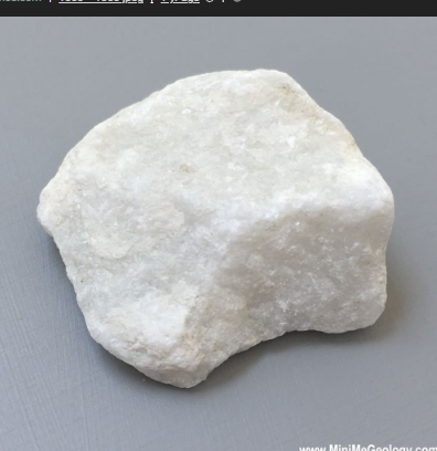 <p>-non foilated</p><p>-reacts w/ HCl</p><p>-white/whitish</p><p>-regional or contact</p><p>-calcite</p><p><strong>Parent Rock: Limestone</strong></p>