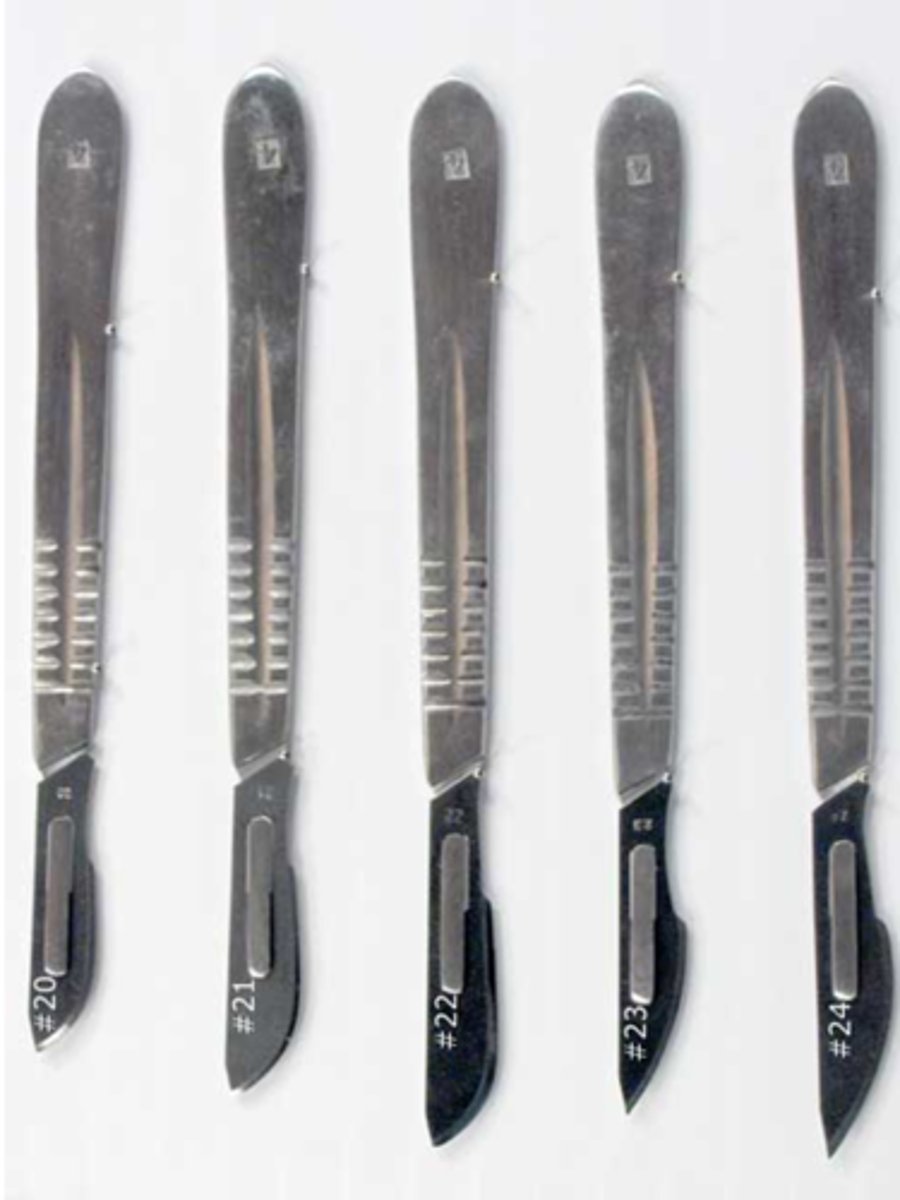 <p>a small sharp knife used in dissections</p>