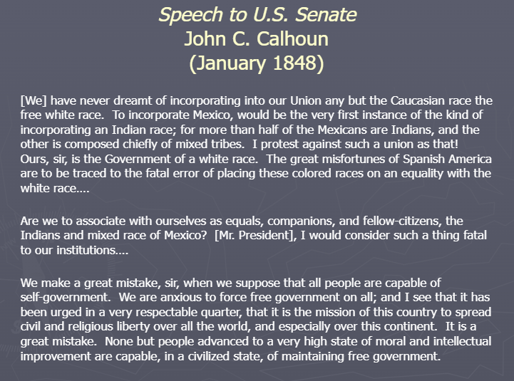 <p>(Topic 5.3) Speech to U.S. Senate - Calhoun (1848)</p>
