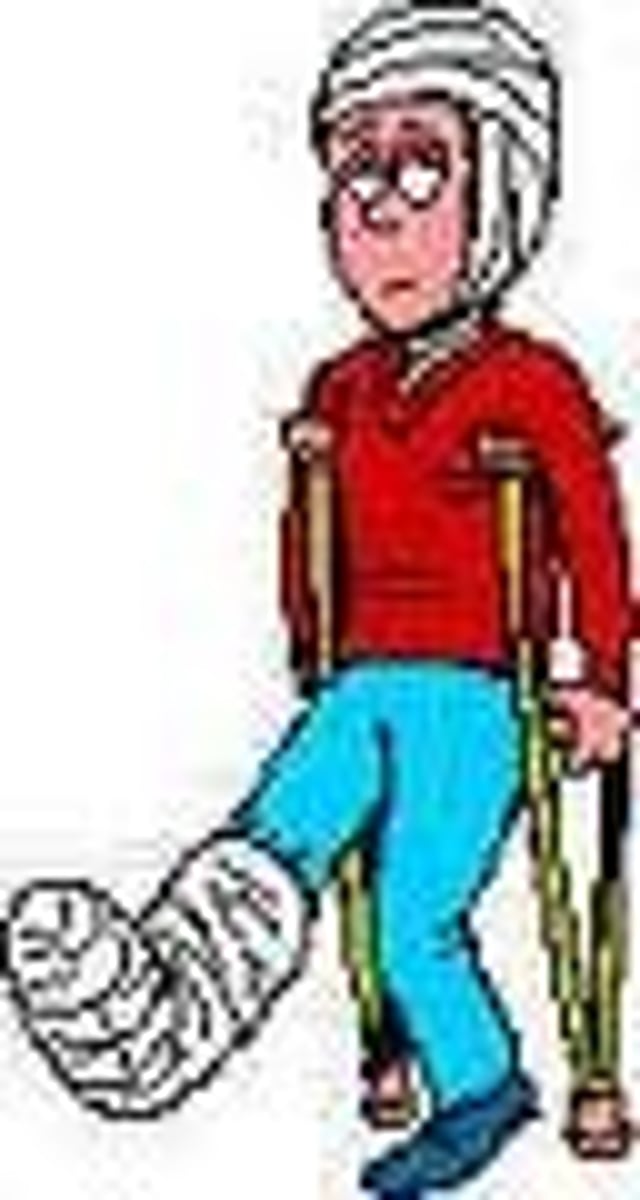 <p>to hurt one's leg</p>