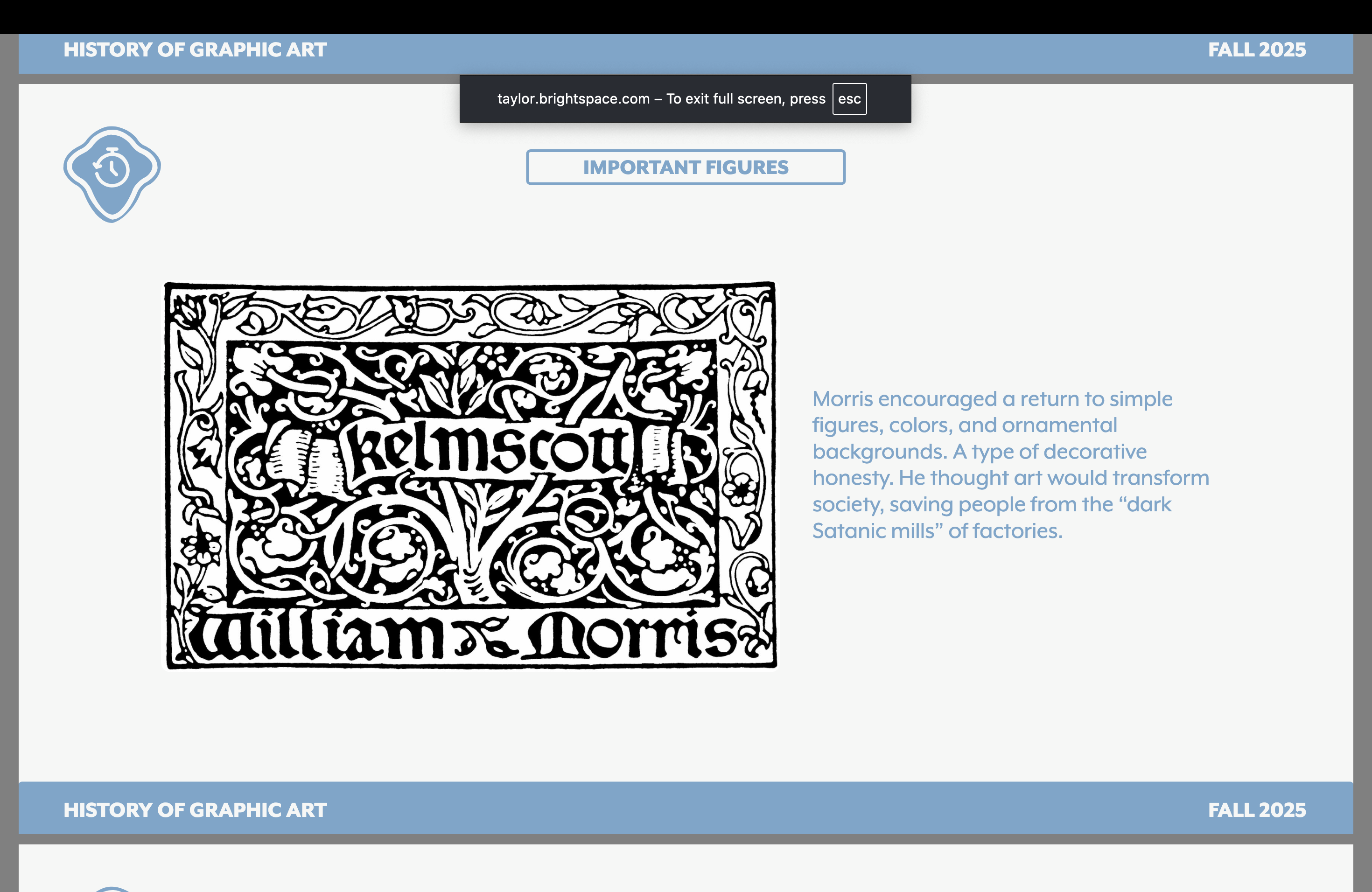 <p>Planted seeds for the <strong>arts and crafts</strong> movement<br>Inspired by gothic forms…believed <strong>content</strong>&nbsp;should drive design choices. Content is key!<br>Believed in the <strong>total artist</strong> — a triangle of <strong>art/design/craft</strong> — and artist studios and workshops!<br>Known for his <strong>wallpaper</strong> designs</p>