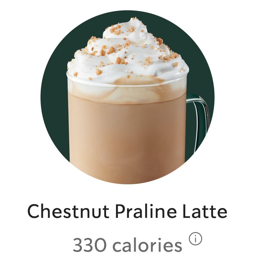<p>Venti iced chestnut praline latte</p>