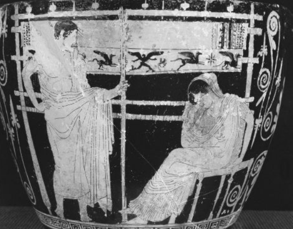 <p>What is shown on the partially completed weaving? (Figure 2.1)</p>