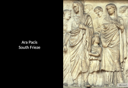 <p>North and South Frieze</p><p>Which children on the north and south friezes were traditionally identified as Gaius and Lucius? What identities does Rose assign instead? What are his reasons? </p>