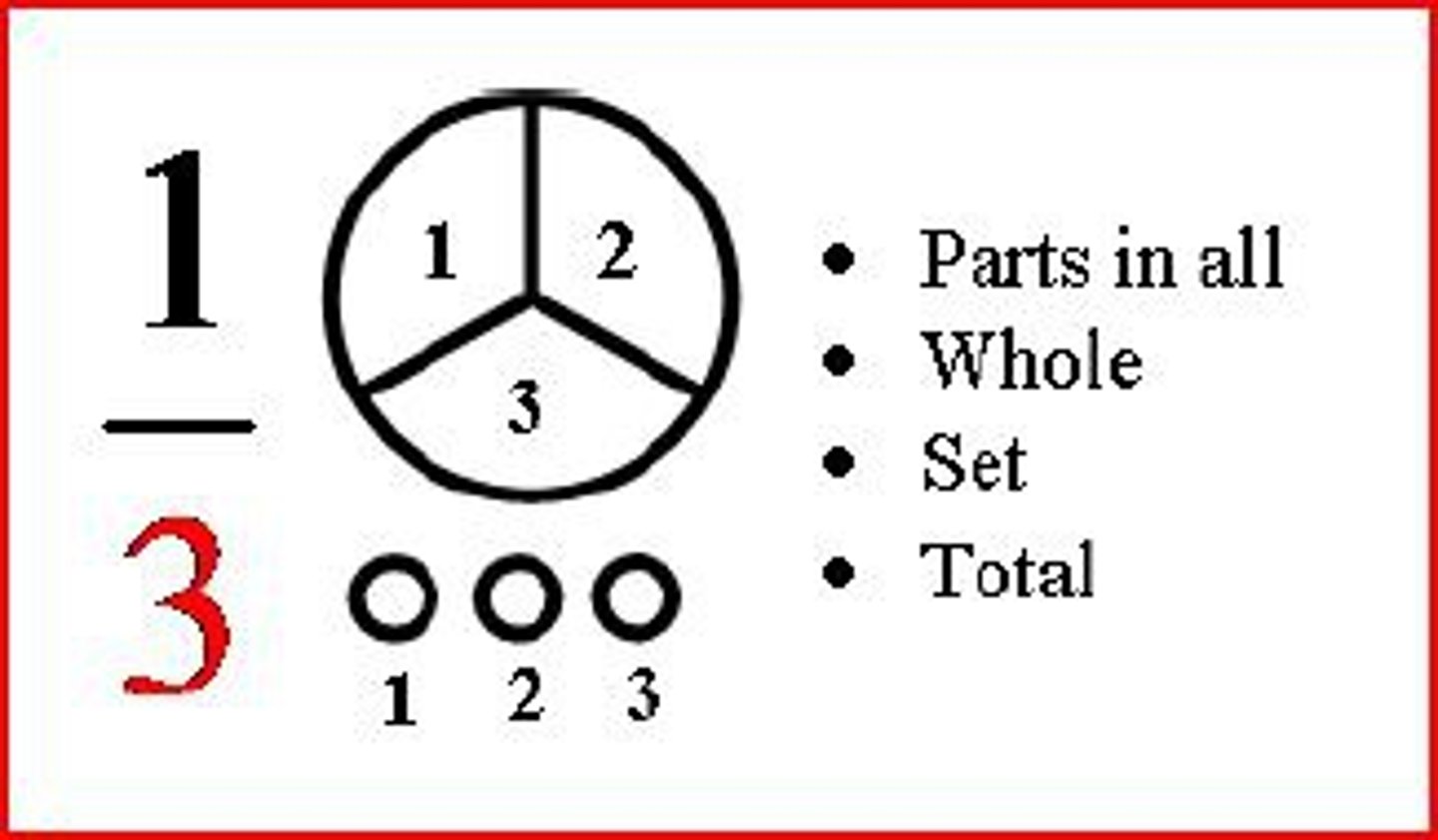 <p>The quantity below the line in a fraction. It tells how many equal parts are in the whole.</p>