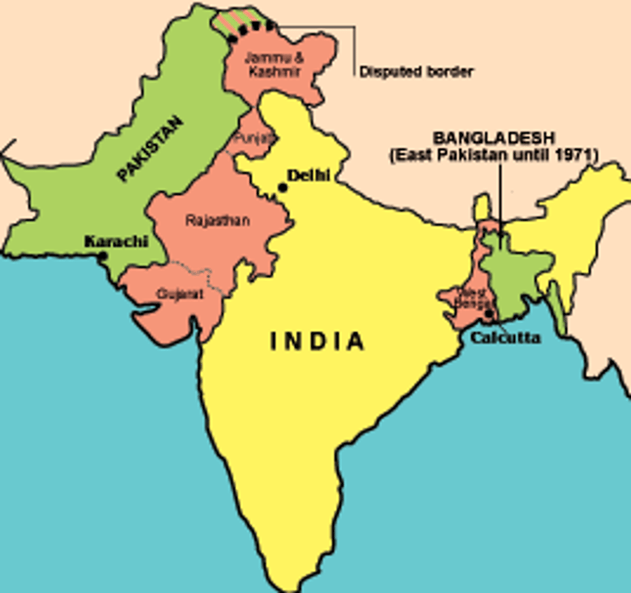 <p>British exit lead to ethnic conflict and the creation of Pakistan</p>