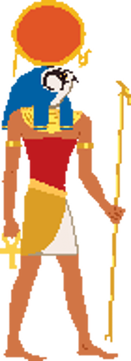 <p>sun god</p><p>-Re, also known as Ra, is the ancient Egyptian sun god and one of the most important deities in Egyptian mythology, often depicted as a falcon-headed man wearing a sun disk headdress.</p><p>-He was believed to traverse the sky in a solar boat during the day and journey through the underworld at night, symbolizing the cycle of life, death, and rebirth.</p><p>-Re was associated with power, light, warmth, and life-giving energy, and he was worshipped as the creator of the world and all living beings.</p><p>-He was also closely linked with kingship and the pharaoh, who was believed to be the earthly embodiment of Re's divine authority and the intermediary between the gods and the people.</p>