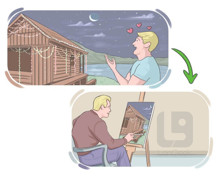 <p>To obtain or take something from a source, often used in the context of getting meaning, value, or origin from something else.</p>