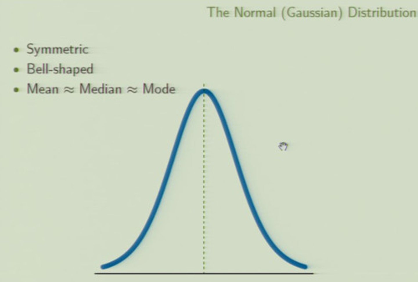 <p>a theoretical distribution in which the mean, median and mode are equal</p>