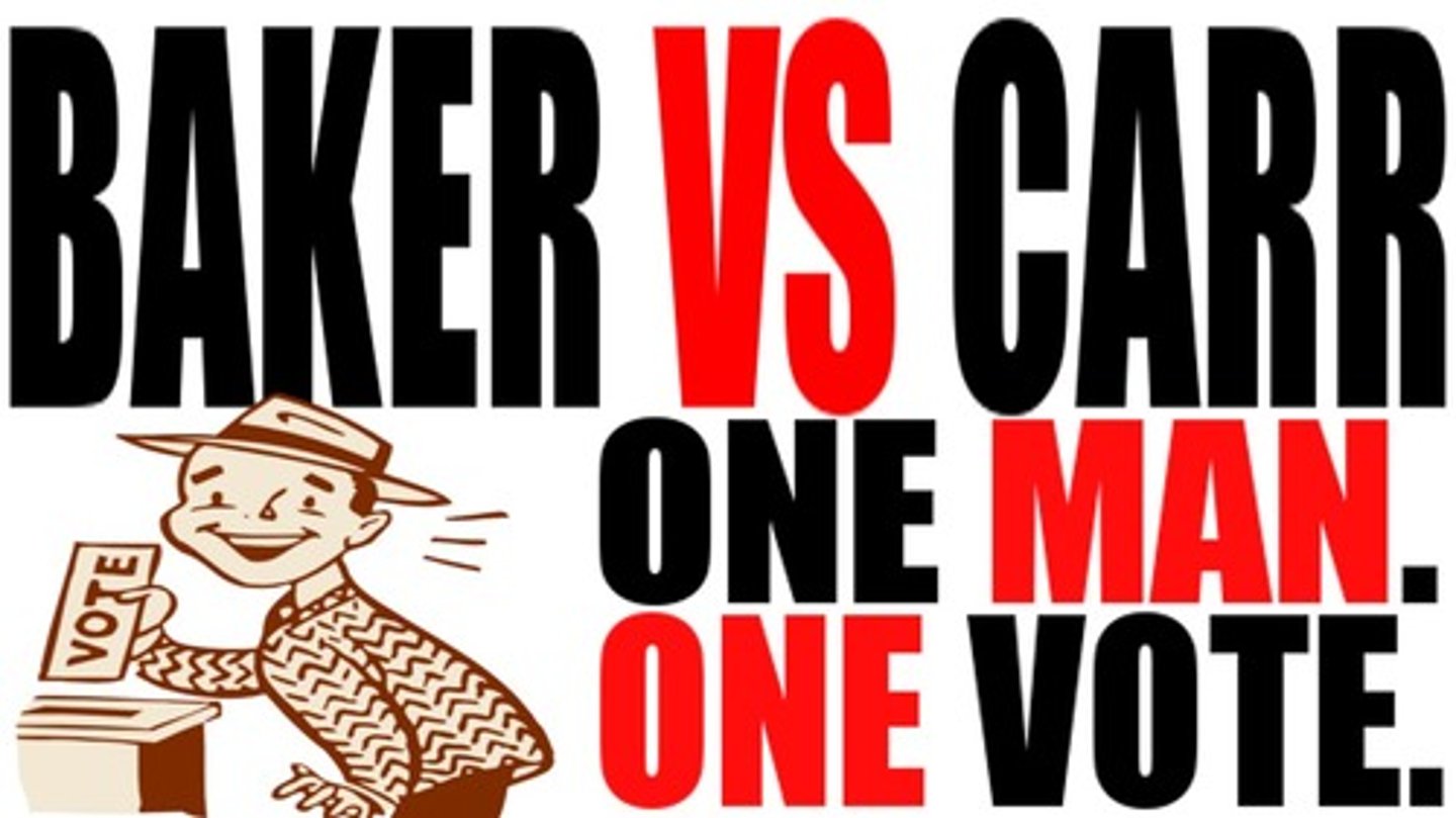 <p>Established the principle of "one person, one vote". The Court asserted that the federal courts had the right to tell states to reapportion their districts for more equal representation. Ultimately, the Court ordered that state legislative districts to be as near equal as possible in population.</p>