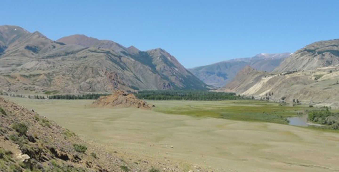 <p>A large depression of land surrounded by elevated land on all sides</p>