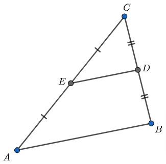 <p>a line that connects the midpoints of two sides in a triangle</p>