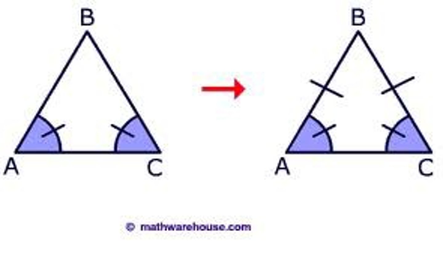 <p>If 2 angles of a triangle are congruent, then the sides opposite those angles are congruent</p>