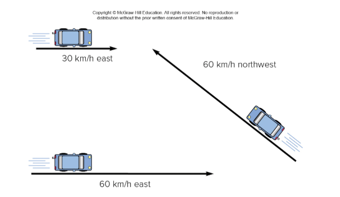 <ul><li><p>Describes speed (How fast it is going?) and direction (Where it is going?)</p></li><li><p>Graphical representation of vectors: length = magnitude; arrowheads = direction</p></li><li><p><span style="color: yellow;">tells you how fast and in what DIRECTION</span></p></li></ul><p></p>